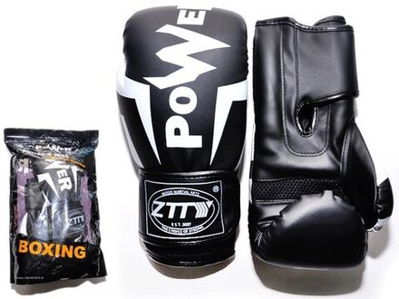 Перчатки боксёрские ZTT POWER 6 oz чёрно-белые :Q116 ЧБ-6