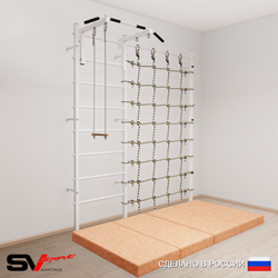 Шведская стенка Sv Sport 51240 (Турник стандарт/Трапеция/Мат 2м/Канатный лаз)