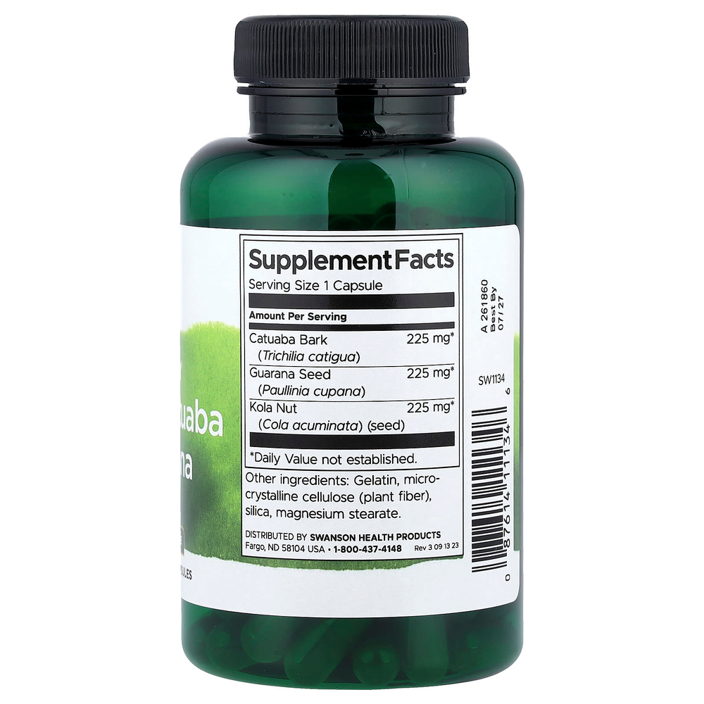 Swanson Vitamins, Full Spectrum®, орех кола, катуаба и гуарана, 90 капсул