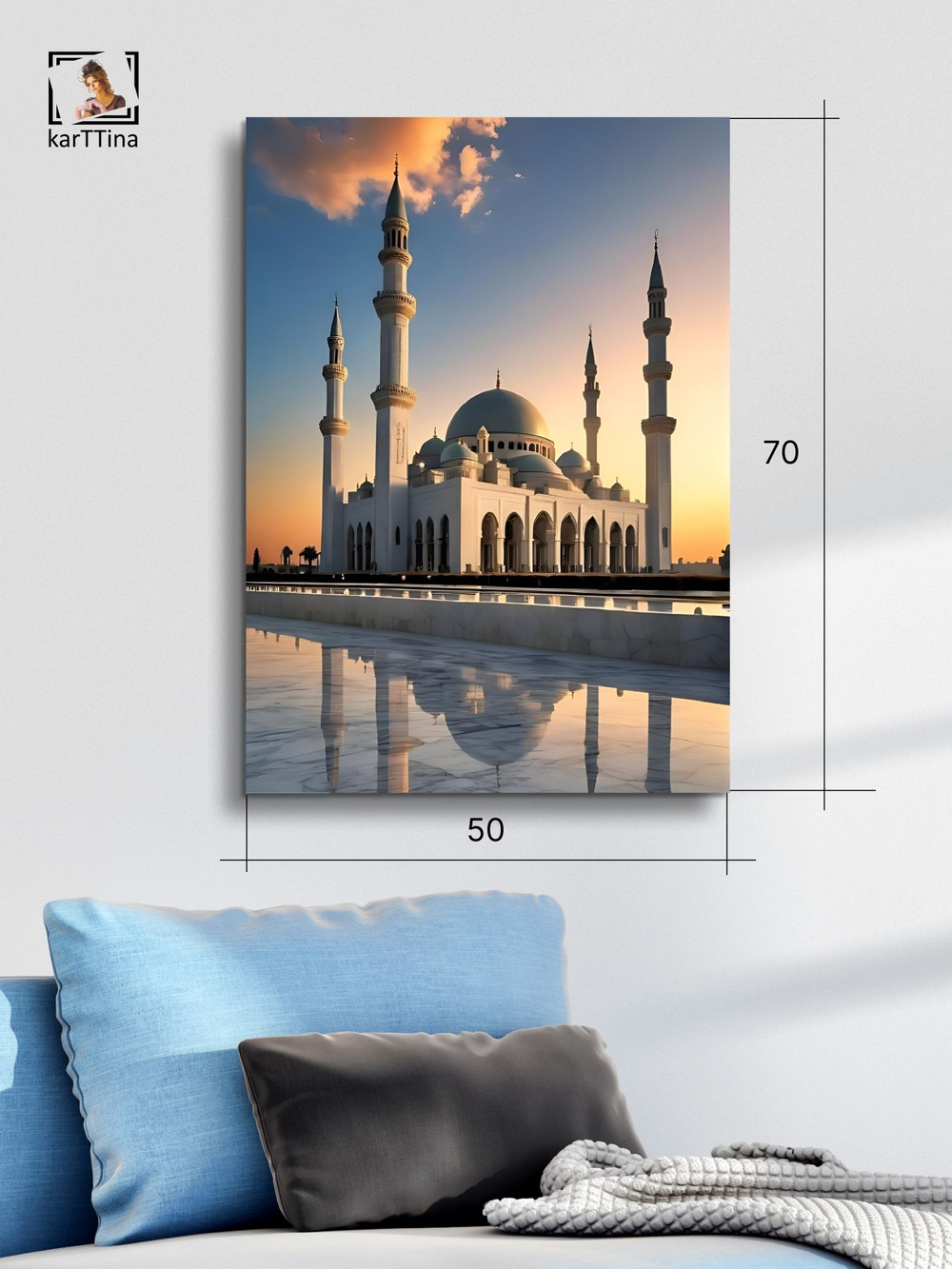 Картина Золотой закат над Тадж-Махалом модульная 50x70см 1шт.
