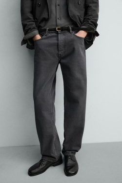 ZARA ДЖИНСЫ STRAIGHT FIT, СЕРО-СИНИЙ