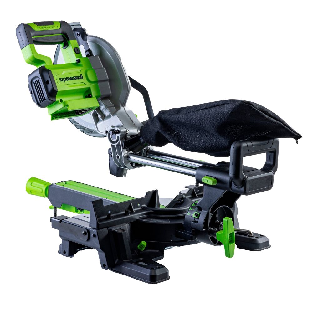 Торцовочная пила акк. Greenworks GD24MS216, 24V, б/щ, 4800 об/мин, 216x30мм,рез 65х310мм,с 1хАКБ 4Ач и быстрым ЗУ (1501707UB)