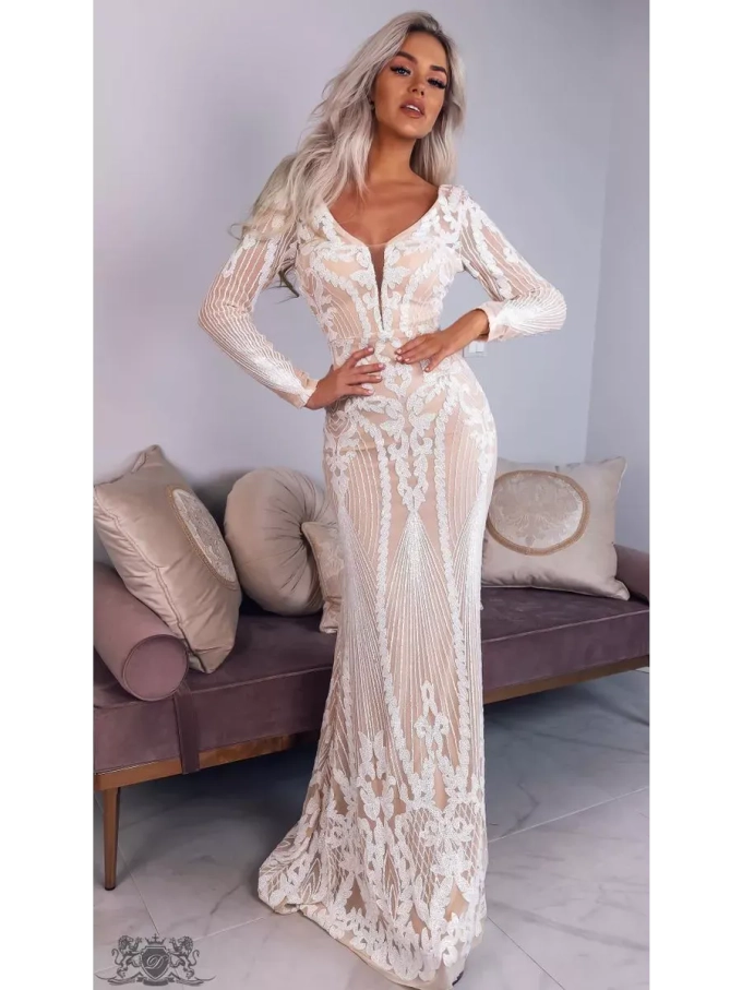 шикарное белое макси платье с пайетками + plus size