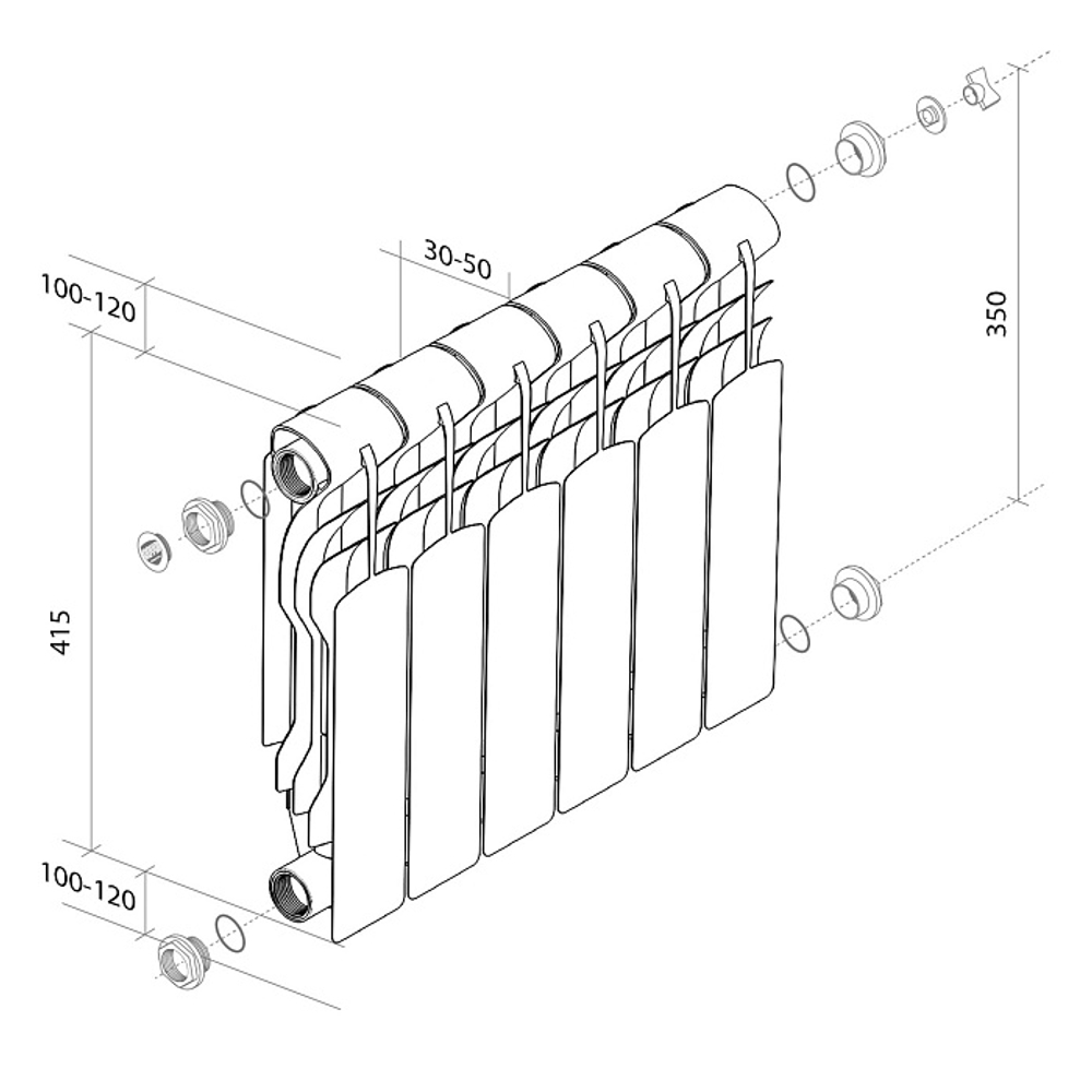 Радиатор ROYAL THERMO Revolution Bimetall 350 (6 секц.)