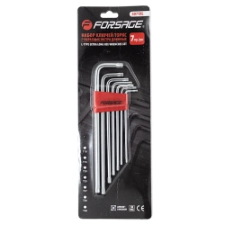 Набор ключей TORX Г-образных экстра длинных 7пр.(Т10,Т15,Т20,Т25,Т27,Т30,Т40) в пластиковом держателе Forsage F-5071XL