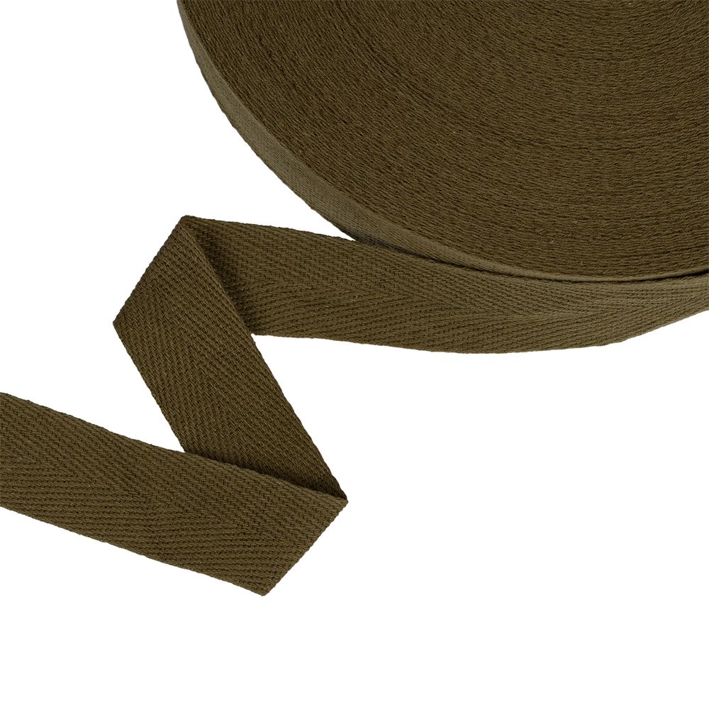 Тесьма (лента) киперная (100% х/б) 25 мм / 50 метров, хаки/khaki, Gamma TCT-25