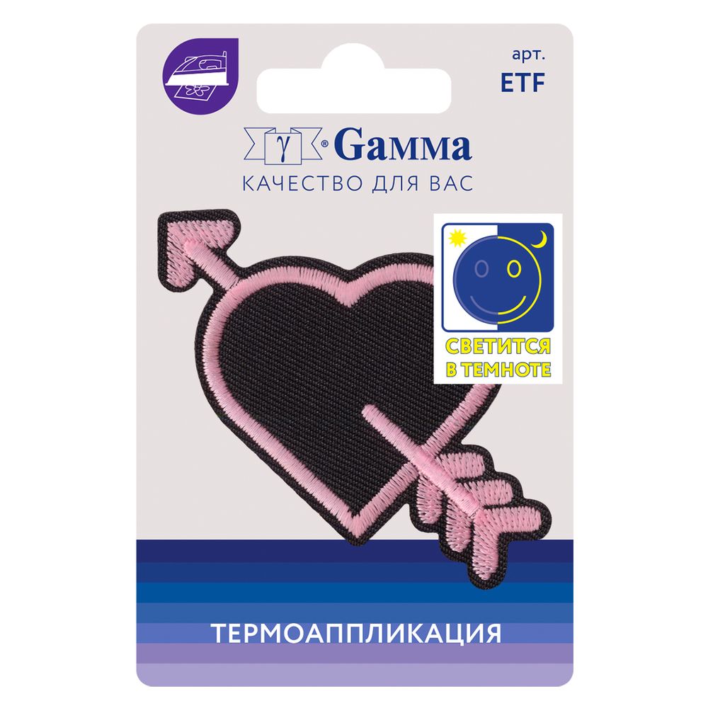 Аппликация термоклеевая "Сердце большое" 8.3х5 см, №05, 1 шт, 02-510, Gamma ETF