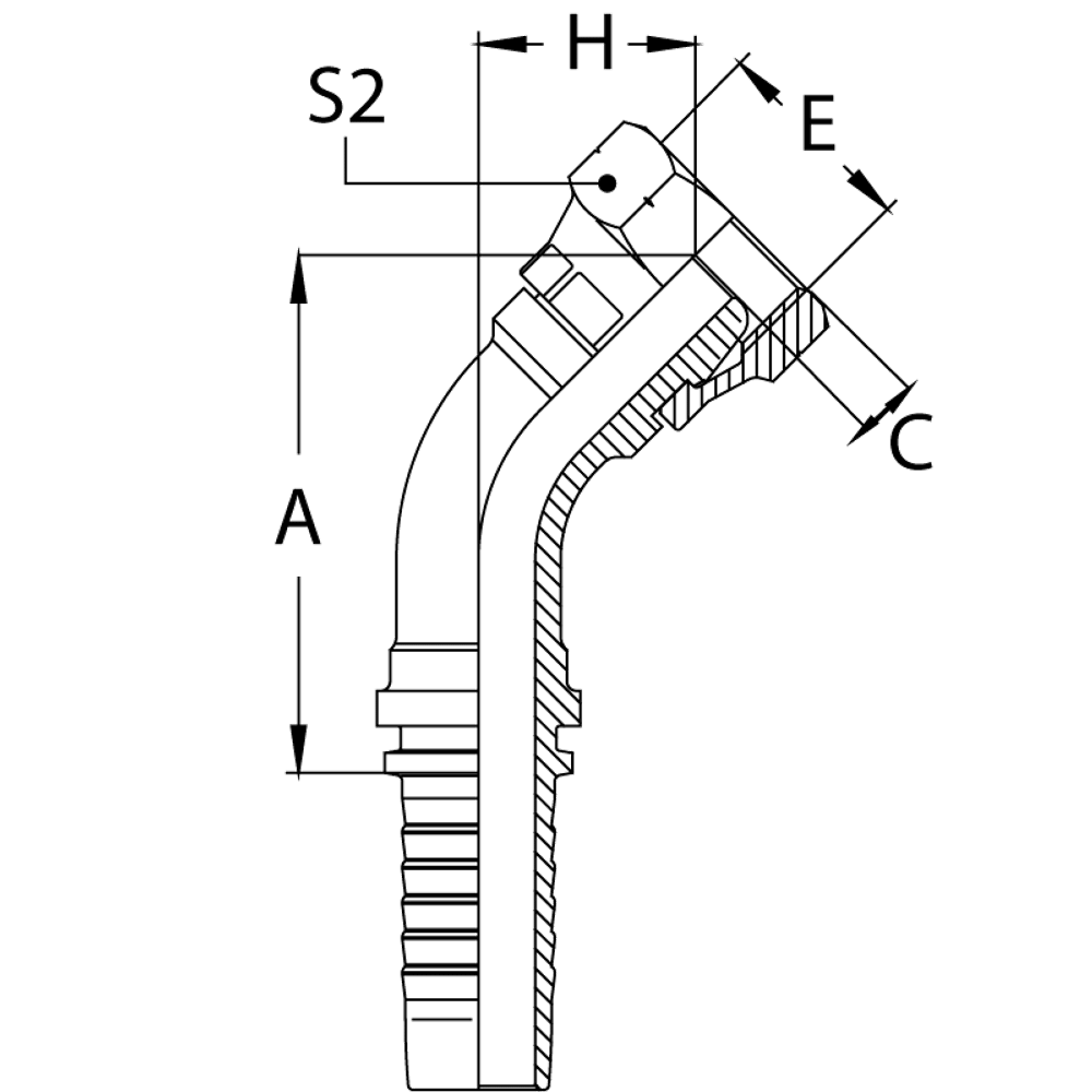 Фитинг DN 16 DK (Г) 27x1.5 (45) (накидная гайка)