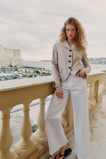 ПРЯМОЙ БЛЕЙЗЕР ИЗ СМЕСОВОГО ЛЬНА С ВЫТАЧКАМИ — ZARA