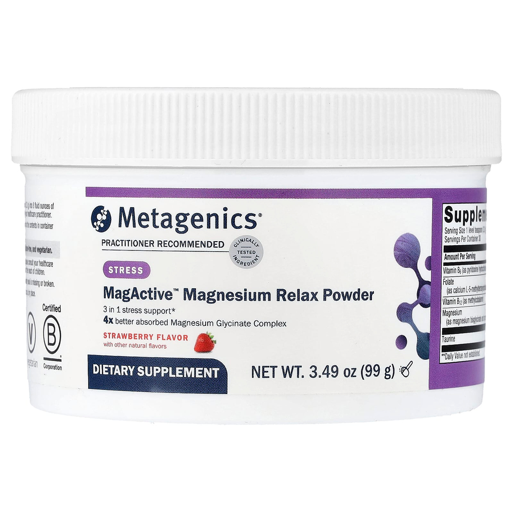 Metagenics, MagActive™, магний для расслабления, в порошке, со вкусом клубники, 99 г (3,49 унции)