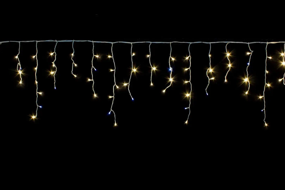 Гирлянда для дома БАХРОМА «Мерцание» ш3м* в0,3/0,5/0,7 см 100 ламп LED, прозрачн.провод,1 реж, IP-20, Белый (возможность соединения)