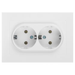 Розетка Intro Accent 6-205-01 двойная 2X2P+E Schuko 16А-250В IP20 СУ AL/CU белый | Intro