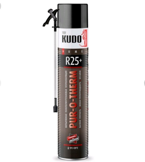 Утеплитель НАПЫЛЯЕМЫЙ  KUDO HOME высокой плотности PUR-O-THERM R25+  1000мл / KUPНTER10R25+