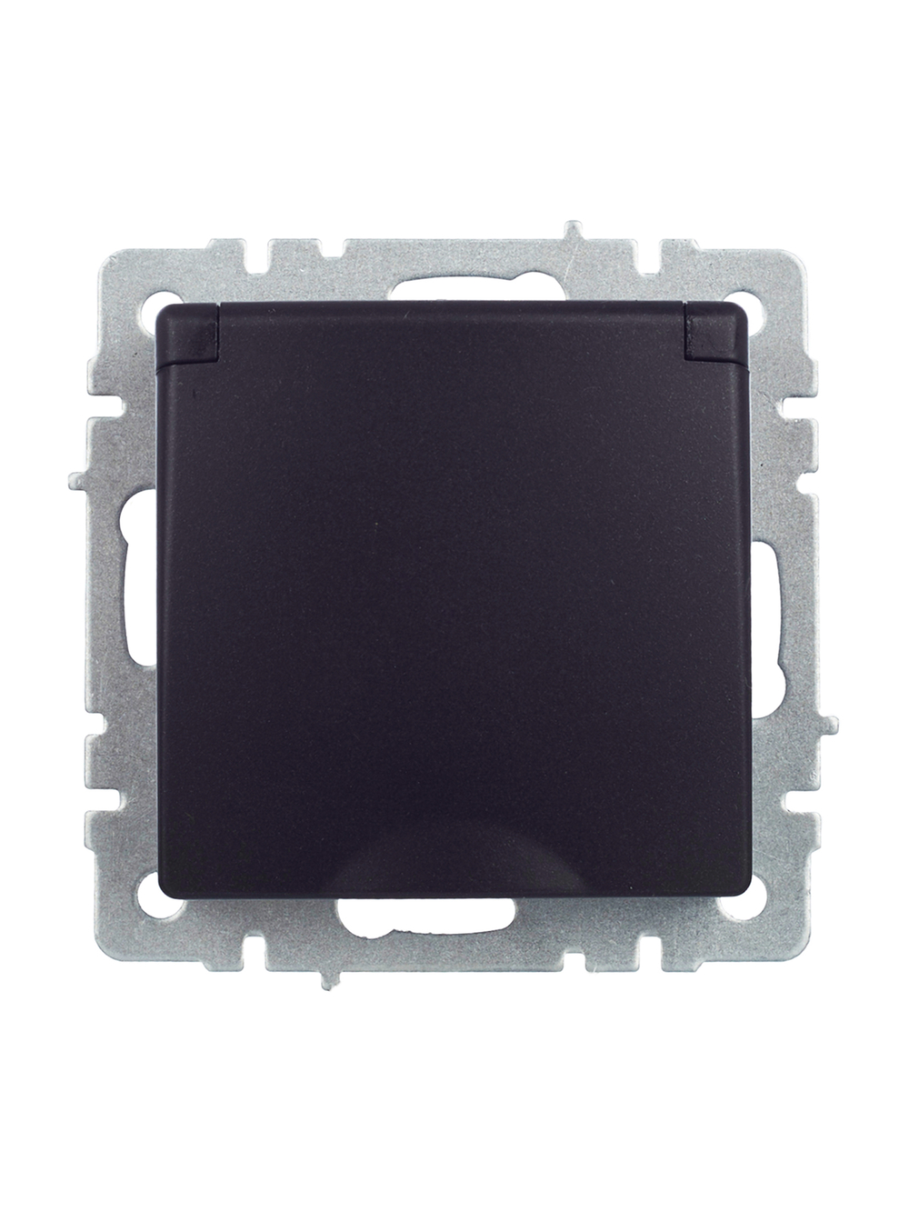 BRITE Розетка 1-местная с заземлением с защитными шторками и крышкой 16А IP44 РСбш10-3-44-БрЧ черный IEK