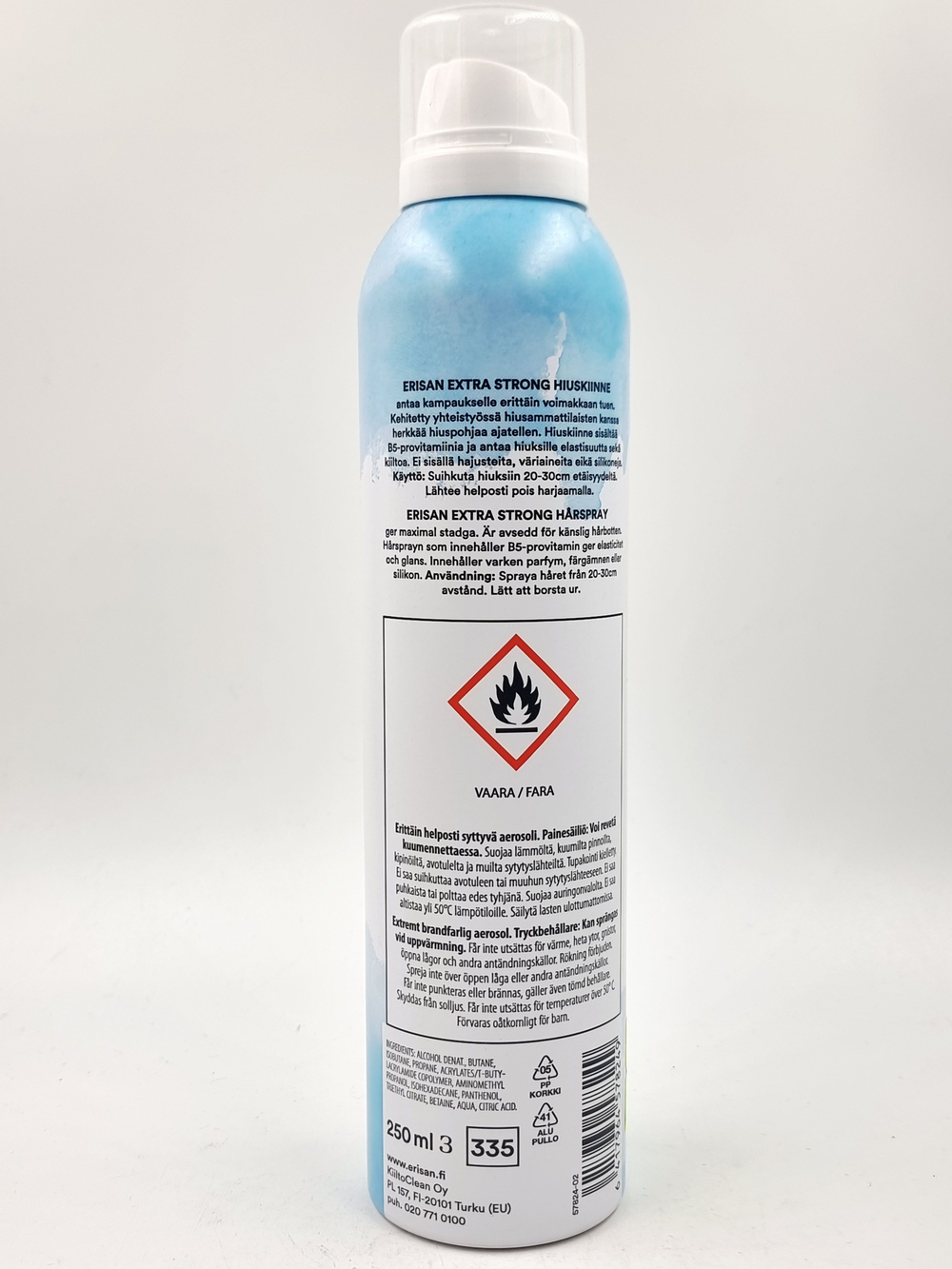 Лак для волос Erisan Extra Strong без запаха 250 мл (Из Финляндии)