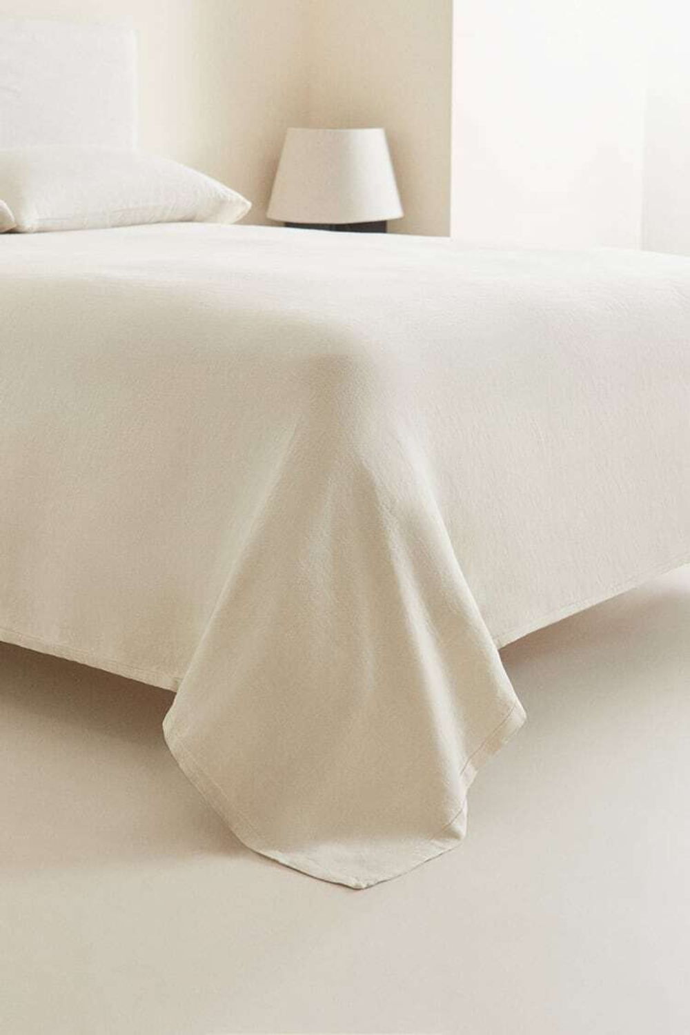 ZARA HOME ПОКРЫВАЛО ИЗ ПОСТИРАННОГО ЛЬНА, ПЕСОЧНЫЙ