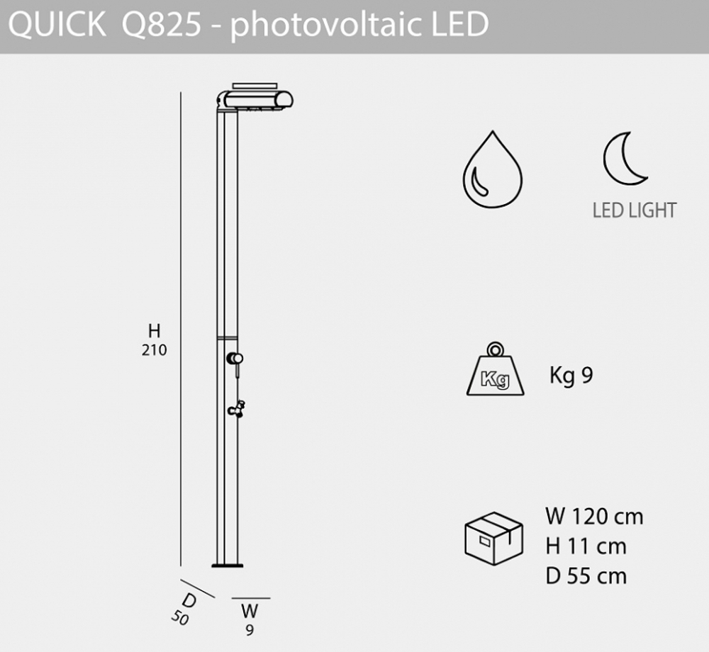 Душ уличный с подсветкой Arkema Quick Q825