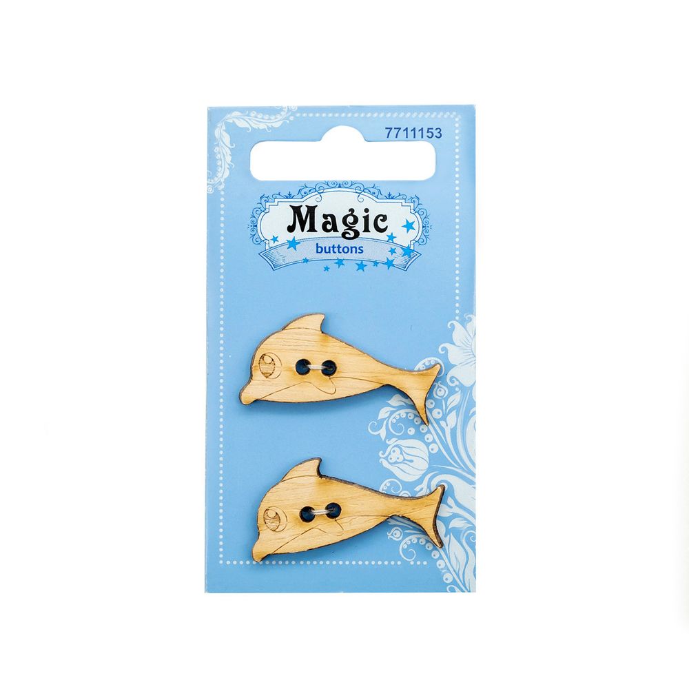Украшения декоративные: пуговицы Дельфин, 2 шт, Magic Buttons LW823-V45