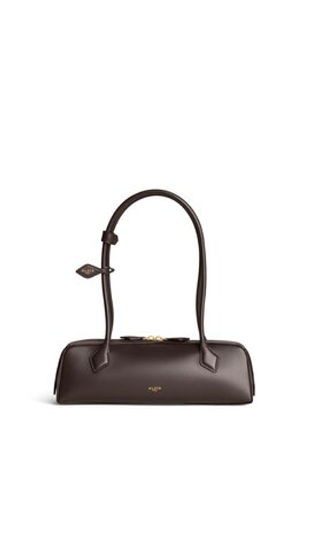 ALAÏA СУМКА LE TECKEL ИЗ ТЕЛЯЧЬЕЙ КОЖИ, ТЕМНО-КОРИЧНЕВЫЙ
