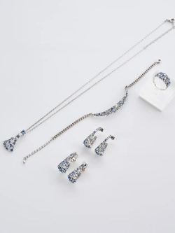 Клипсы Россыпь из голубых камней Swarovski