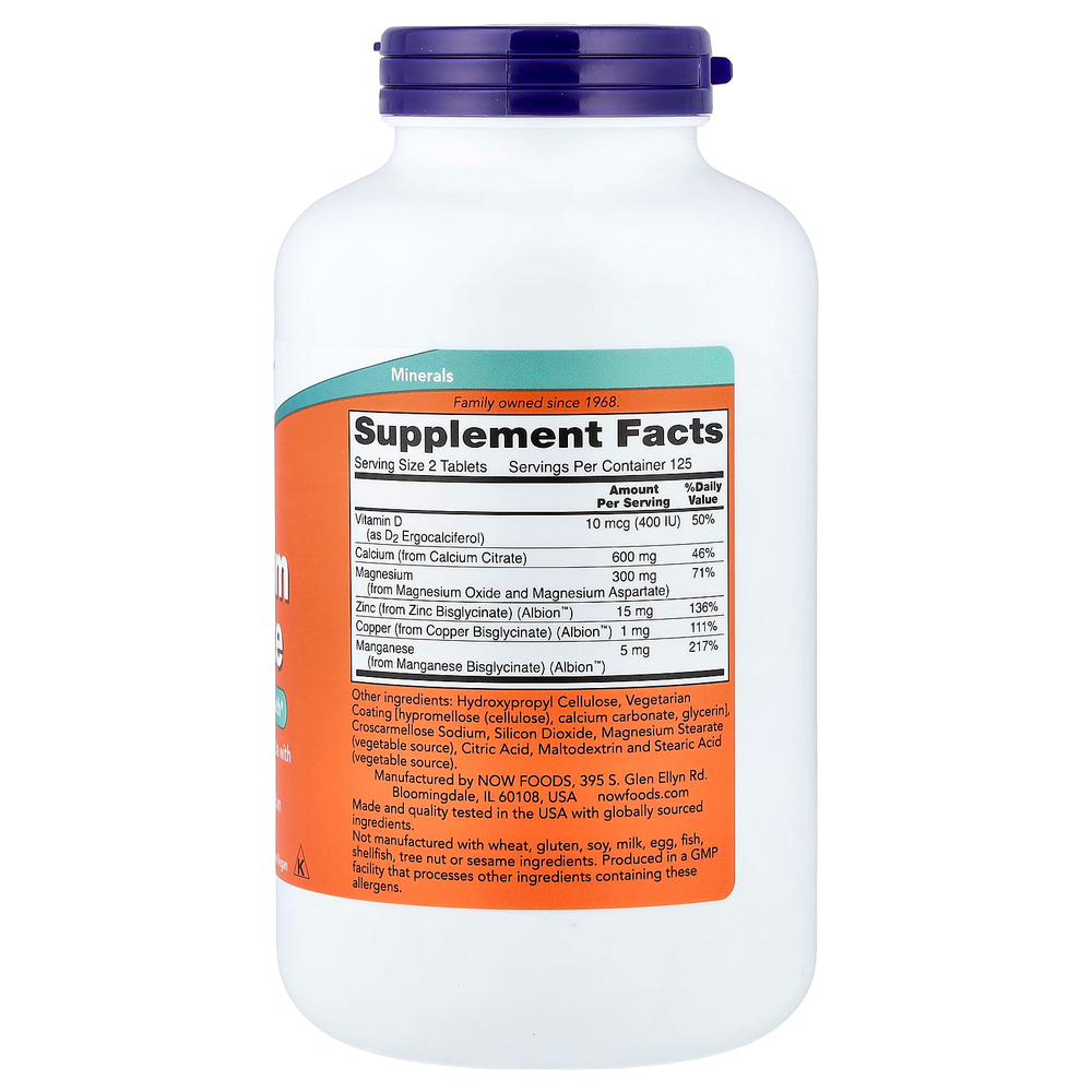 NOW Foods, цитрат кальция, 250 таблеток