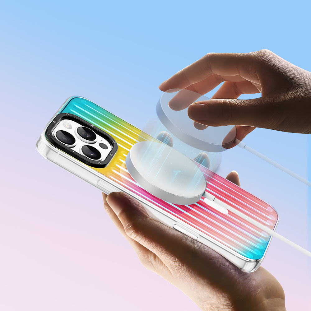 Усиленный прозрачный чехол (Gradient Rainbow) с поддержкой MagSafe от Dux Ducis для iPhone 16 Pro, серия Zest Series Case