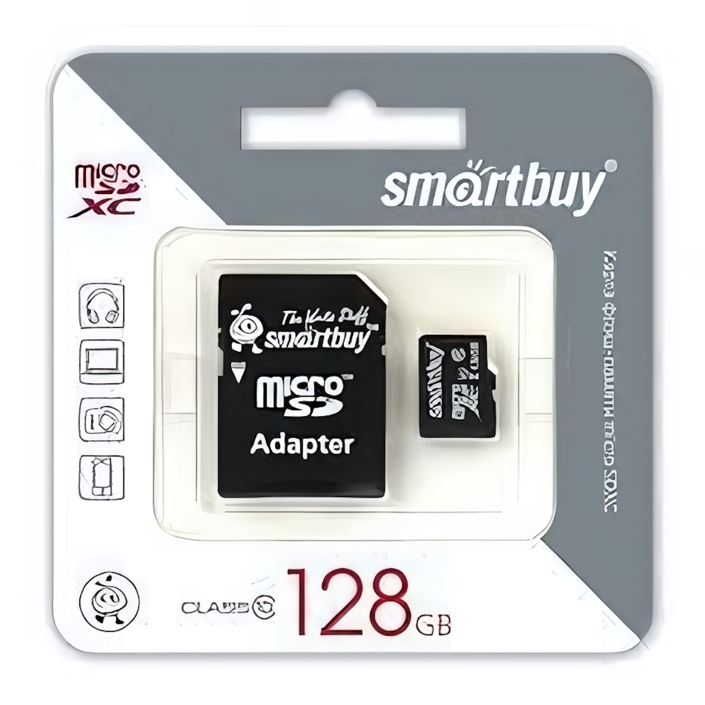 128 Gb microSD Smartbuy Class10 с адаптером
