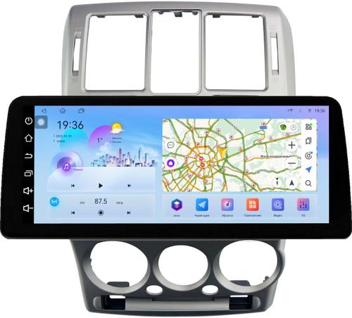 Магнитола для Hyundai Getz 2002-2011 (рамка большая серебро) - FarCar монитор 12.3" 2K QLED на Android 14, Быстрая, CarPlay, 4G SIM-слот