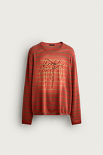 СВИТЕР В ПОЛОСКУ С ПРИНТОМ И ЭФФЕКТОМ ПОТЕРТОСТИ — ZARA