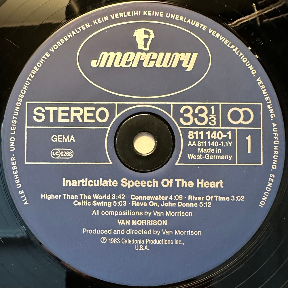 Van Morrison - Inarticulate Speech Of The Heart (Германия 1983г.)