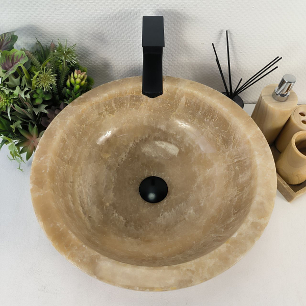 Раковина из оникса Bowl Yellow BO-64727 45x45x17 из натурального камня