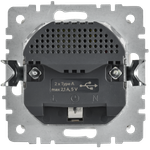 BRITE Розетка 1-местная с заземлением с защитными шторками 16А с USB A+A 5В 2,1А РЮш10-1-БрГН металл хром/никель IEK