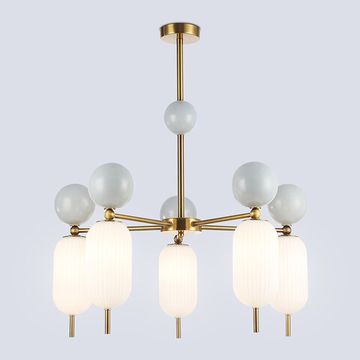 Светильник на штанге 5*G9 LH53104 латунь/серый/белый матовый High Light Ceramo Modern Ambrella