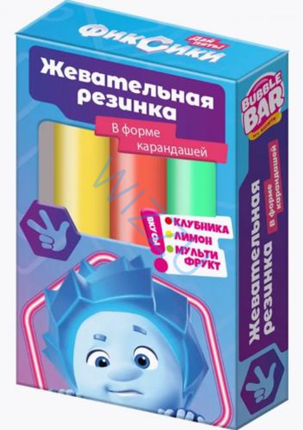 ФИКСИКИ BUBBLE BAR Жевательная резинка в форме карандашей 30/16, 14г