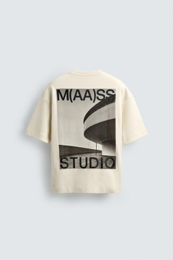 ZARA ТОЛСТОВКА ИЗ ИНТЕРЛОКА С ФОТОПРИНТОМ, БЕЖЕВЫЙ