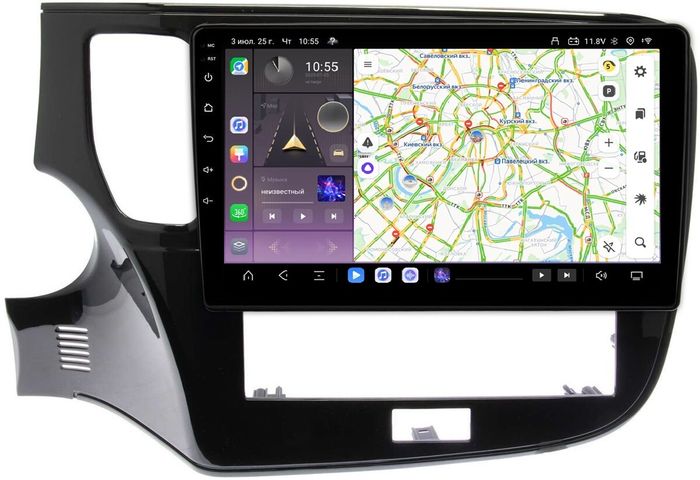 Магнитола для Mitsubishi Outlander 3 2019-2022 (прямоугольный климат) - Kuberg OL-1573 QLed, Android 13, Быстрейшая, CarPlay, SIM-слот
