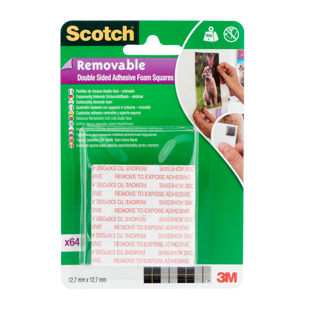 Подушечки монтажные двусторонние клейкие удаляемые Scotch®, 64 шт/упак.