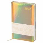 Ежедневник датированный 2022 А5 138x213 мм BRAUBERG "Holiday", "зеркальный кожзам", золотистый, 112747