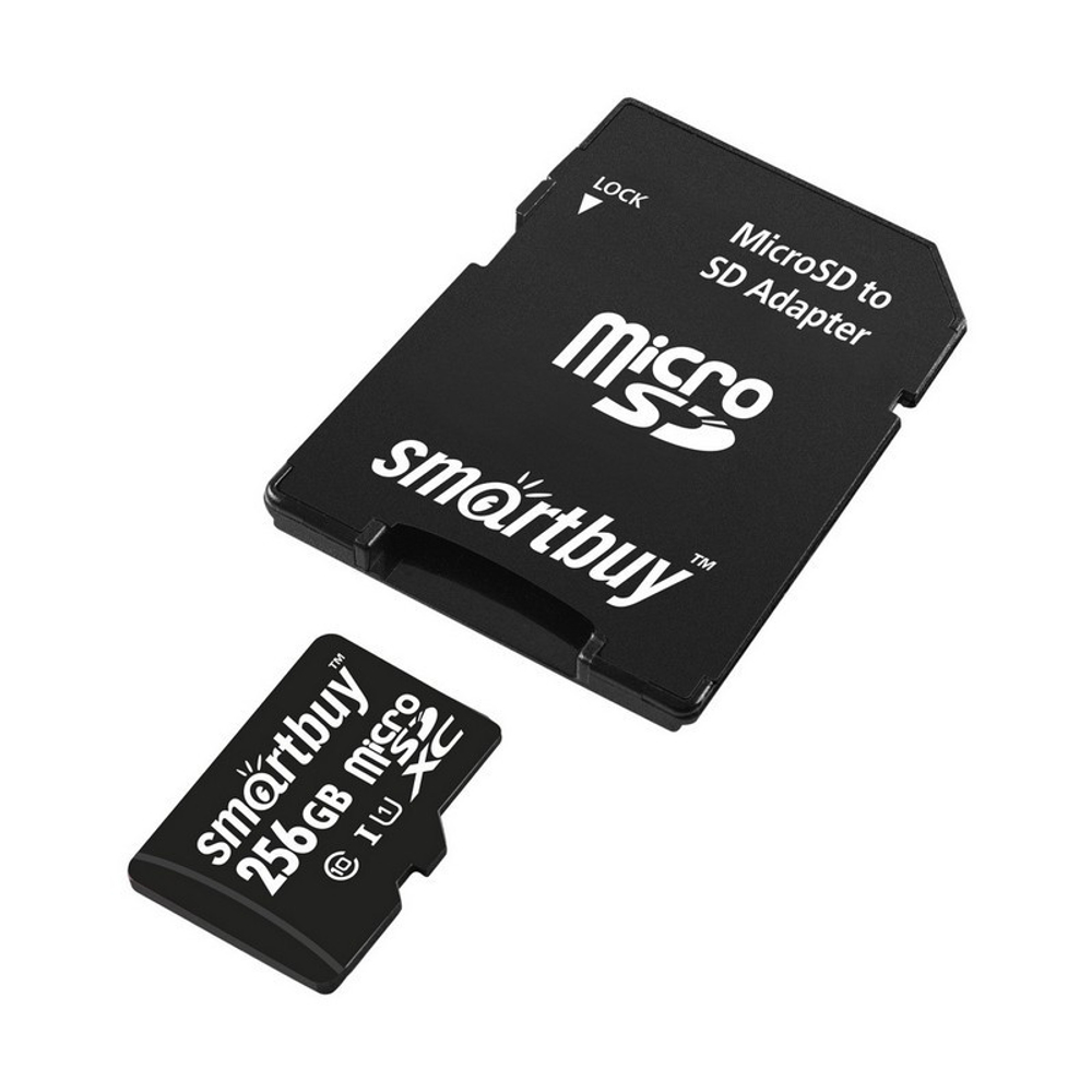 micro SDXC карта памяти Smartbuy 256GB Class 10 80 MB/s (с адаптером SD)
