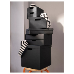 IKEA FJÄDERHARV  (ИКЕА ФЙЭДЕРХАРВ)  -  Коробка с крышкой - антрацит 25x35x8 см
