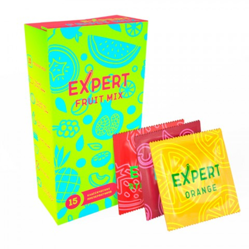Презервативы EXPERT Fruit Mix, фруктовые ароматизированные, 15 шт