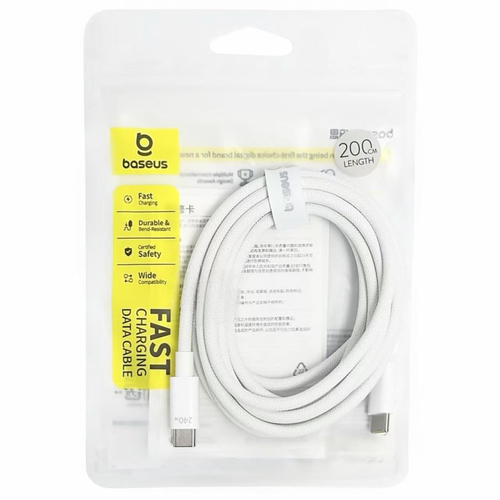 Кабель-зарядка Type-C на Type-C Baseus 240W 2м (E0427703) белый