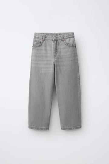 ZARA ДЖИНСЫ BAGGY RELAXED, СЕРЫЙ