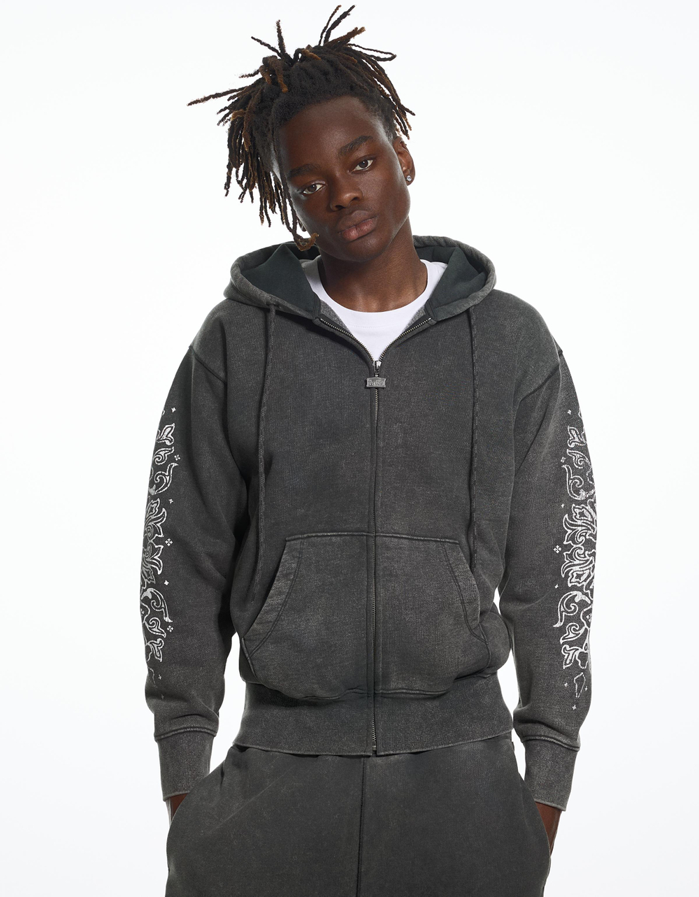 Женское худи с эффектом потертости ARIES X BERSHKA - BERSHKA