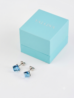 Серьги-гвоздики Миражи с голубыми кристаллами Swarovski