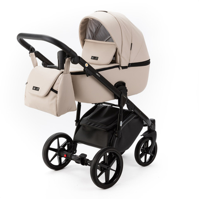 Детская универсальная коляска Adamex NOLA Deluxe 2 в 1 N-SA7 (Светло-бежевая экокожа)