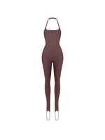 chocolate halter catsuit