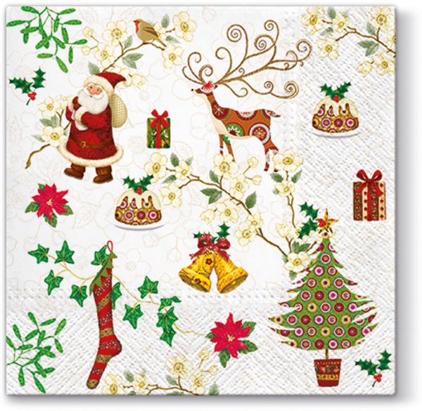 Салфетки 3-слойные для декупажа Sagen Vintage Design Lunch PAW Decor Collection Рождественские товары