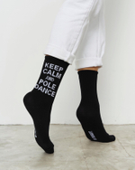 Носки женские высокие черные " KEEP CALM AND POLE DANCE "