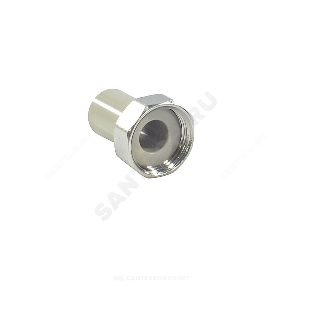 Штуцер PP-R комбинированный серый Дн 25х1" с накидной гайкой VALFEX 10135025Г